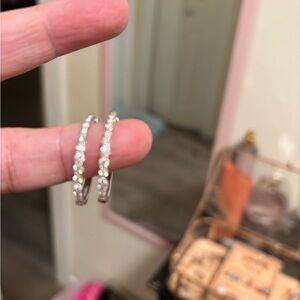 14 K White Gold hoops